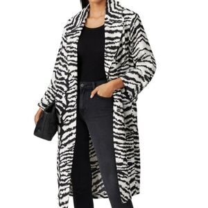 Victor Alfaro Collective Oversized Zebra Print Blazer Duster Jacket Size Medium